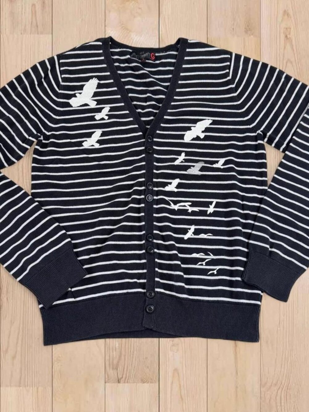 Vintage Y2K G by Guess brand black & white striped cardigan